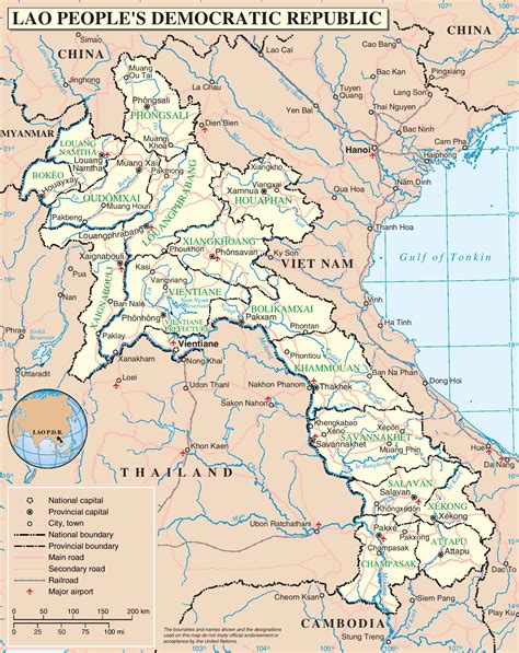 Large Political And Administrative Map Of Laos With R