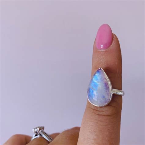 Sterling Silver Pink Moonstone Crystal Ring Size O Improves Inner