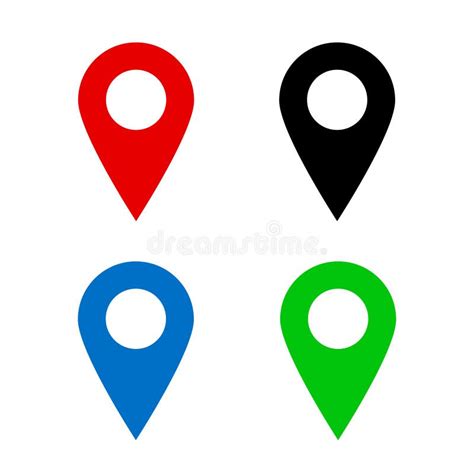 Set Of Location Pins Blue Black Red And Green Location Pins Isolated