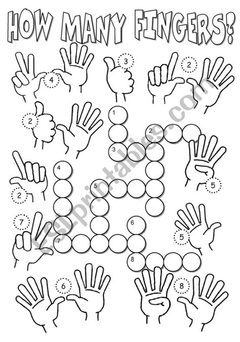 How Many Fingers Esl Worksheet By Alenka