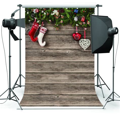 Mohome Polyster 5x7ft Christmas Wood Plank Theme Photography Backdrop