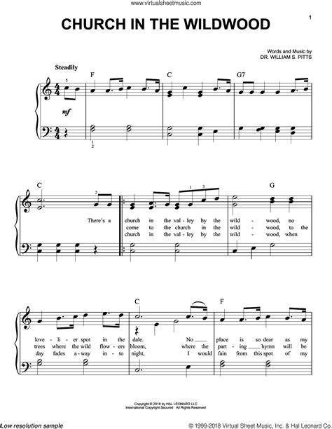 Church In The Wildwood Sheet Music For Piano Solo V2