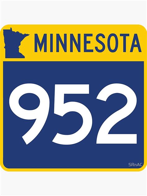 Minnesota State Route 952 Area Code 952 Sticker For Sale By Srnac
