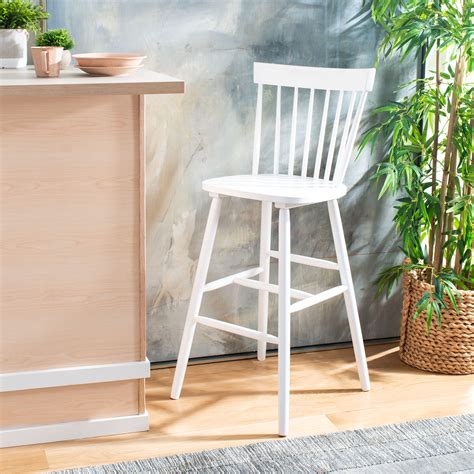 Safavieh Providence Solid Spindle Back Bar Stool With Footrest White
