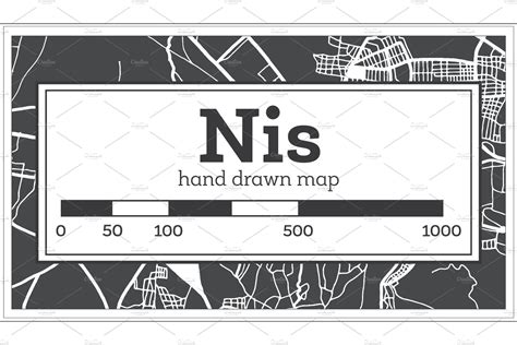 Nis Serbia City Map In Black And White Creative Market