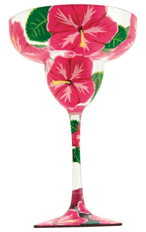 Hibiscus Painted Margarita Glass Hand Painted Wine Glasses Painted Wine Glass Wine Glass Decor