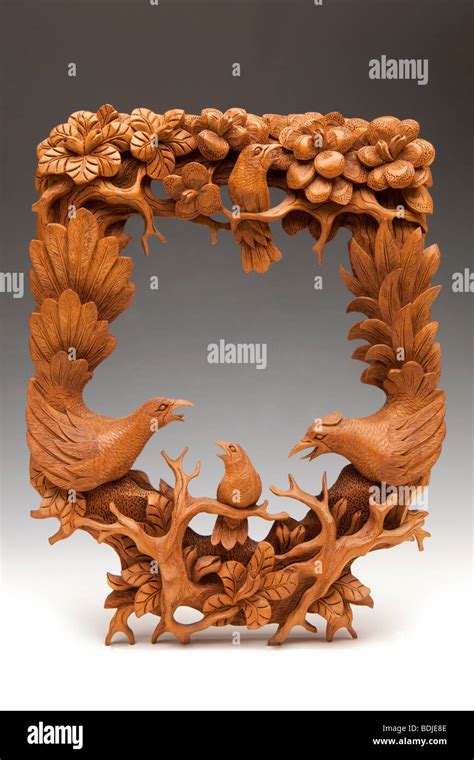 Indonesia Bali Crafts Ubud Carved Bird Theme Frame By Merta Nadi
