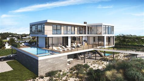 Modern House On An Oceanfront Plot In The Hamptons With A Private Boar