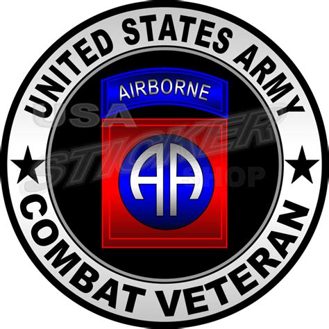 Us Army 82nd Airborne Division Combat Veteran Patch Sticker Round
