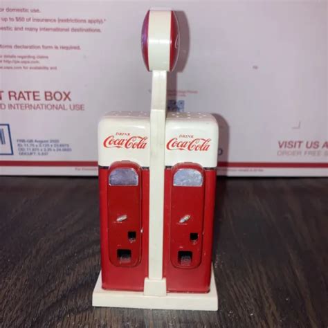vintage 1993 coca cola white red gas pump station retro salt and pepper shaker set 21 00 picclick