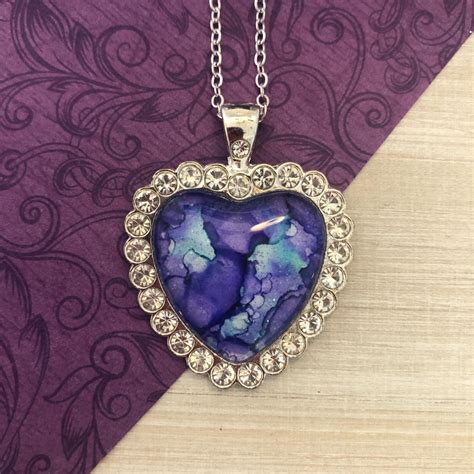 Rhinestone Blue Heart Pendant Necklace By Jeadon Creations Pendants