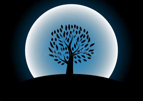 Moon Tree Silhouette Stock Vector Illustration Of Vector 138600387