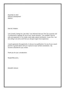cover letter format  job application letter