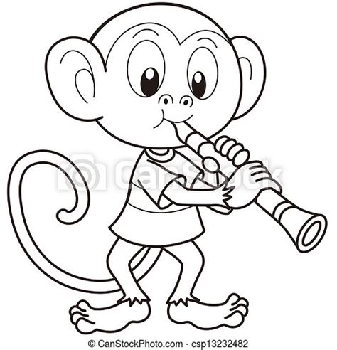Vector Of Cartoon Monkey Playing A Clarinet Cartoon Monkey Playing A