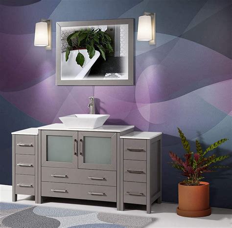 Creating a calming aesthetic in your home restroom by purchasing a stylish new bath vanity from homary! Vanity Art Ravenna 60 inch Bathroom Vanity in Grey with ...