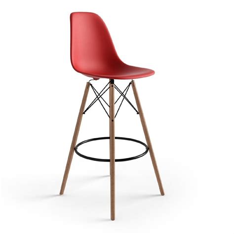 Eames Style Red Bar Stools Aptdeco