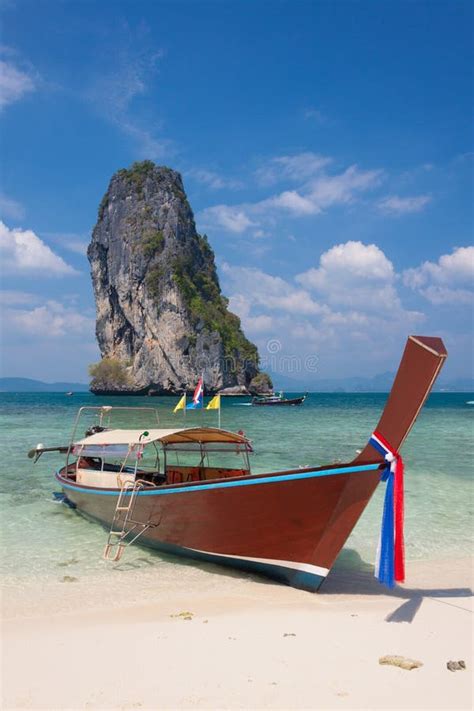 Traditional Thai Boats On The Beach At Poda Island Thailand Stock
