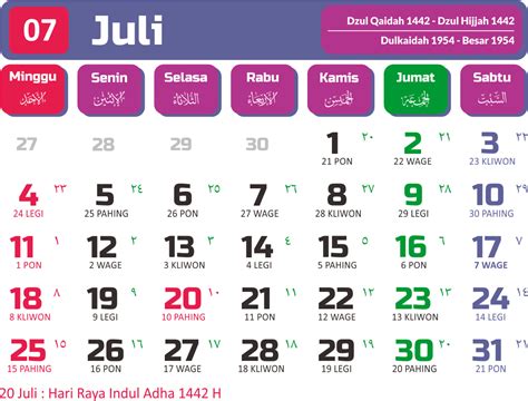 Kalender Juli 2021 Lengkap Dengan Tanggal Merah Karena Selain Hari