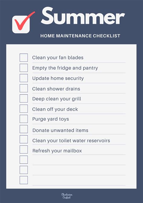 Summer Home Maintenance Checklist Free Printable Pdf