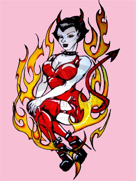 Flaming Devil Woman Tattoo Design Tattoos Book Tattoos Designs