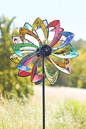 Multicolored Solar Led Flower Kinetic Wind Spinner Outdoor Garden Patio