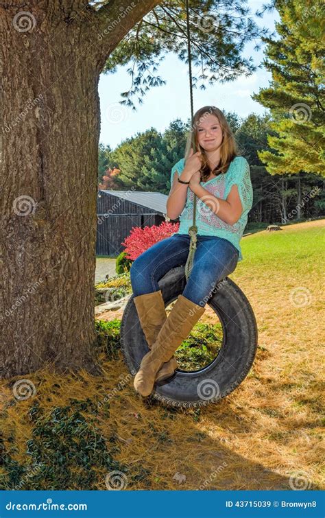 Pretty Girl On Tire Swing Stock Image Image Of Activity 43715039