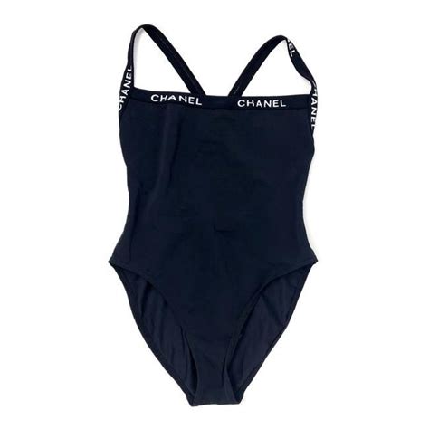 Chanel Black Vintage Logo Swimsuit Bodysuit Rare Limited Edition One