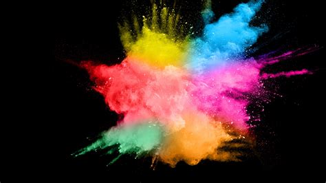 Wallpaper Colorful Smoke Splash Abstract Black Background 5120x2880