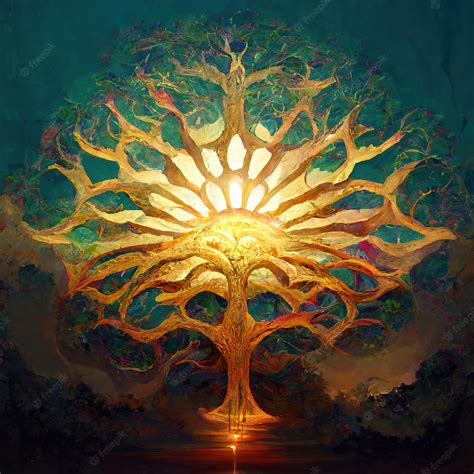 Hermoso árbol De La Vida Símbolo Sagrado Individualidad Prosperidad Y