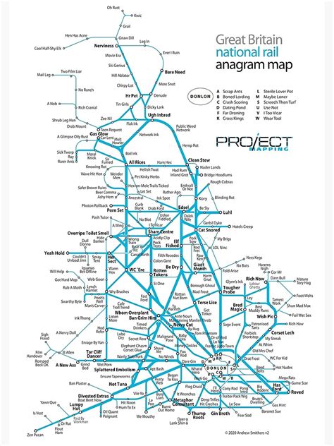 Great Britain National Rail Anagram Train Map Poster By Mrmappy