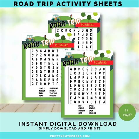 Road Trip Word Search Activity Puzzles For Kids Printable Etsy