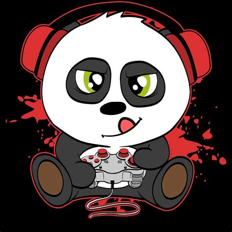Great Nice Game Tee For Gamer Panda Plying Like A Pro With Headphones
