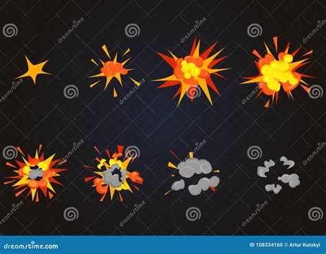 Top View Of Vector Flash Explosion Effect Bomb Boom Cartoon Explosion