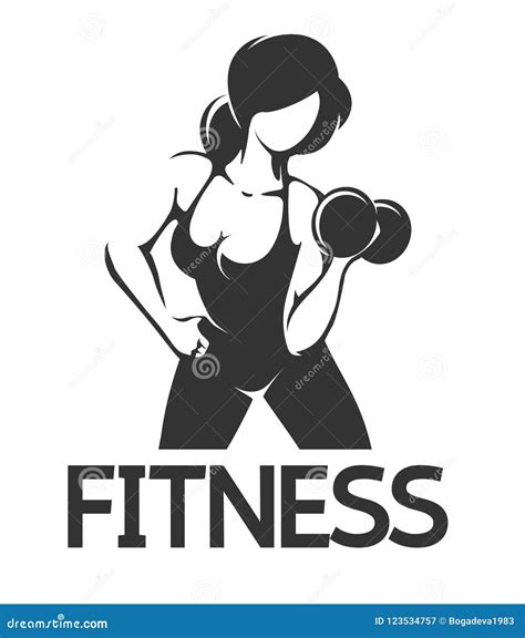 Fitness Emblem With Woman At Workout Stock Vector Illustration Of