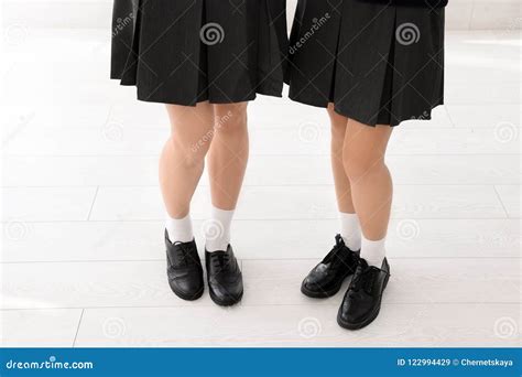 Girls In Stylish School Uniform Indoors Stock Image Image Of Legs