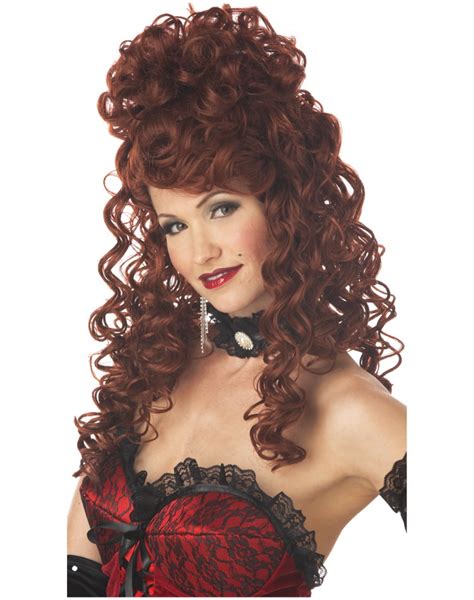 Auburn Red Saloon Madame Wig Western Can Can Dancer Girl Burlesque Costume Accessory