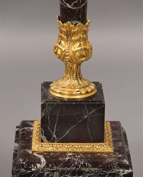 A Pair Of Late 19th Century Gilt Bronze Mounted Marble Pedestals