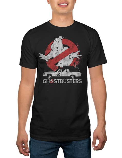 Ghostbusters No Ghost Sign With Ecto 1 Adult T Shirt Kitilan