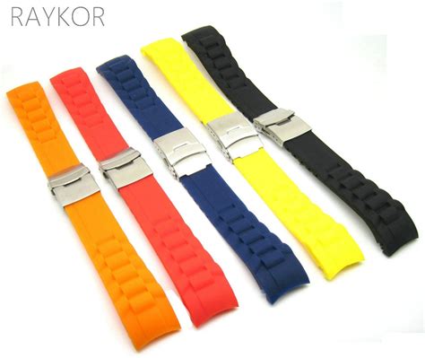 18mm 20mm 22mm Deployment Clasp Silicone Rubber Watch Band