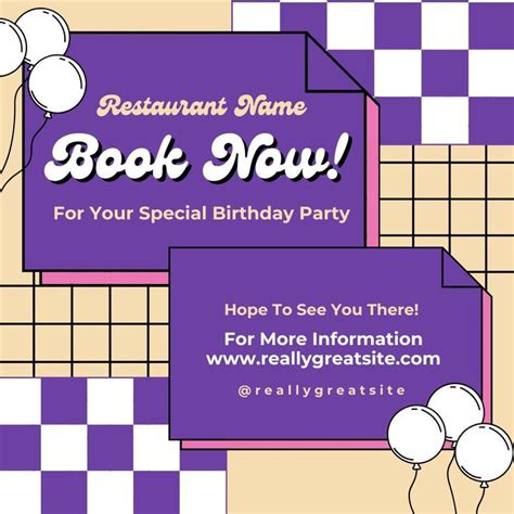 Restaurant Birthday Party Bookings Retro Instagram Business Feed Post
