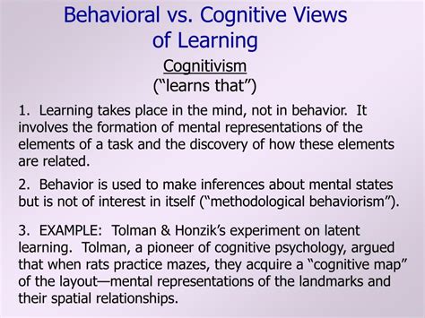 Ppt Behavioral Vs Cognitive Views Of Learning Powerpoint