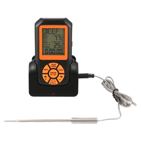 Digital Remote Wireless Food Kitchen Oven Thermometer Probe For Bbq