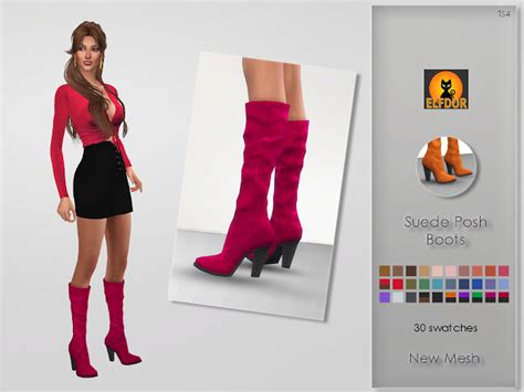 Suede Posh Boots At Elfdor Sims Sims 4 Updates