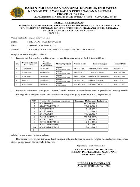 We did not find results for: Surat Keterangan Kebenaran Fotocopy Dokumen Kepemilikan ...