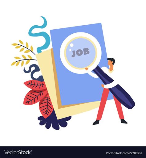 Job Search Of Person Holding Magnifying Glass Vector Image