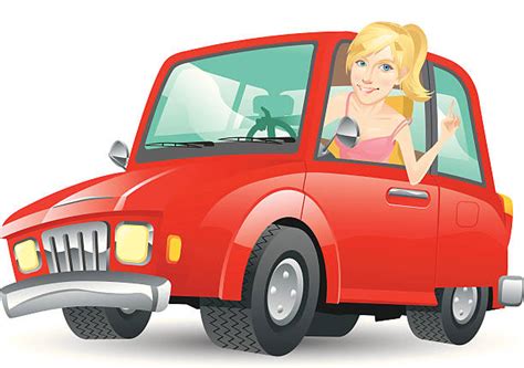 Royalty Free Beautiful Girl Driving Car Cartoon Clip Art Vector Images