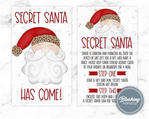 Secret Santa Kit Printable Christmas Activity T Wish List Etsy