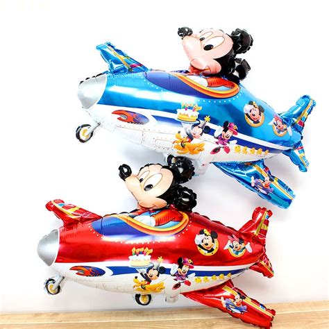 10pcs Mickey Mouse Minnie Cartoon Plane Balloon Birthday Party Foil