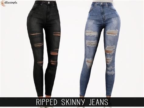 Elliesimple Ripped Skinny Jeans Sims 4 Sims 4 Clothing Sims