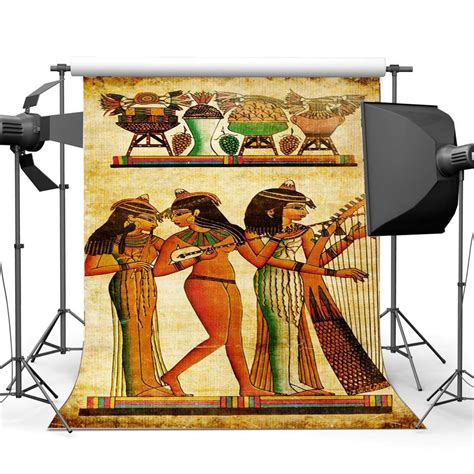 Abphoto Polyester 5x7ft Shabby Egypt Backdrop Old Egyptian Mural Painting Backdrops Ancient